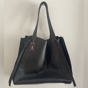 Coach Accordion leather and suede tote